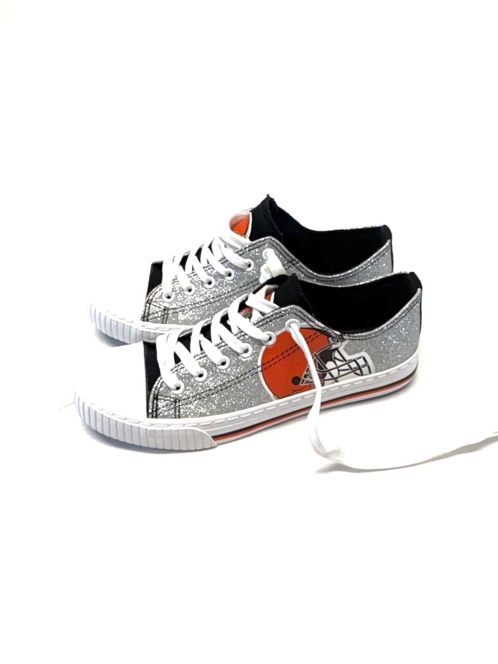 Cleveland Browns FOCO Glitter Low Top Sneakers Women's Size 8 US
